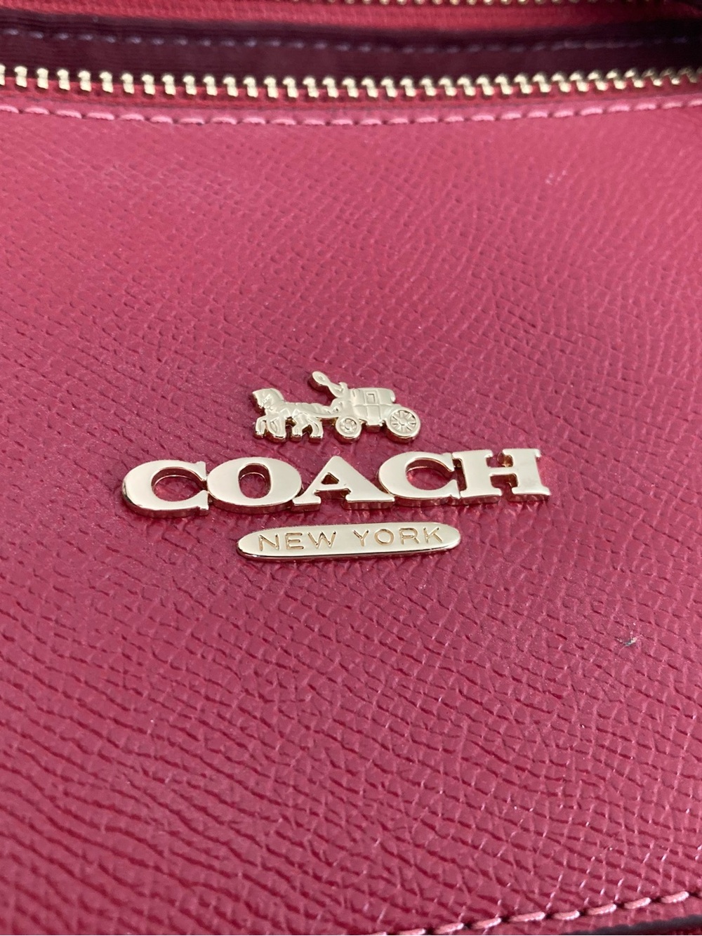 Coach Red Leather Structured Tote with Front Zip - Picture 6 of 7